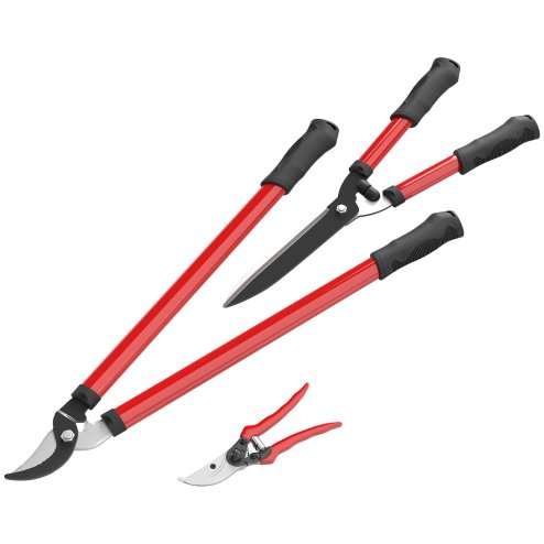 Outsunny 3 Pcs Garden Shears Set with Hedge Shears, Lopper, Garden Secateurs, Lightweight and Compact, Tree Shrub Care Kit for Pruning with Soft Grip Handle