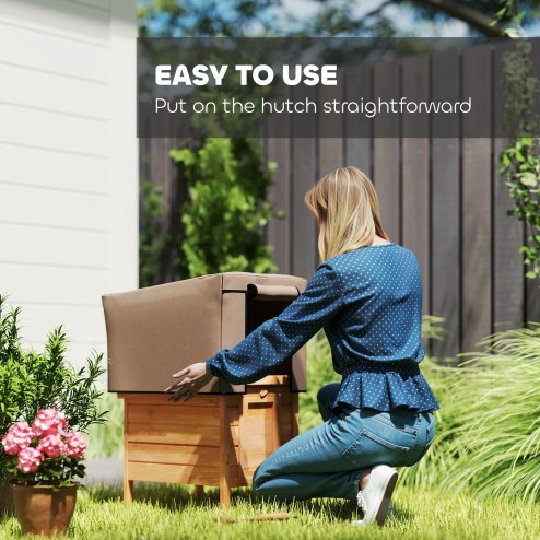 PawHut Rabbit Hutch Cover, Guinea Pig Hutch Cover, for Model X-D2-0047 & Similar Models, 43 x 52 x 37cm, Brown