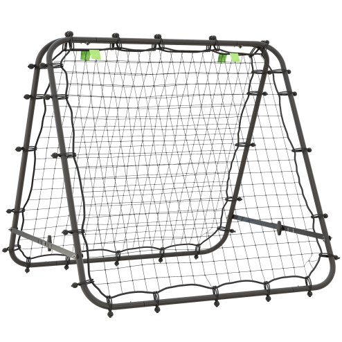 HOMCOM Double-Sided Football Rebounder Net, Football Rebound Net Target Goal with Five Adjustable Angles, Black