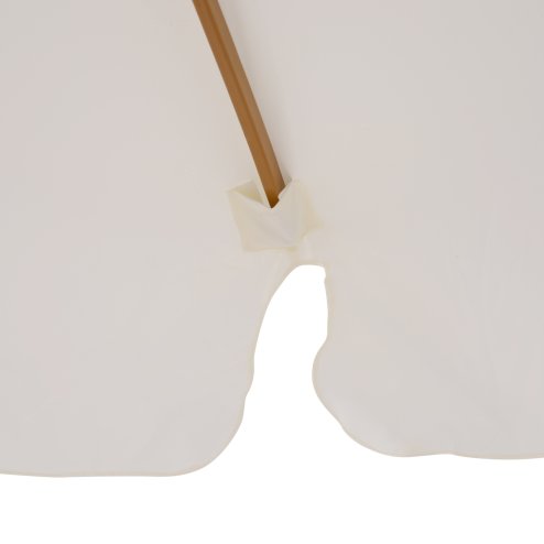 Outsunny 3.3m Wooden Garden Parasol Umbrella, Outdoor Sun Shade Canopy with 8 Bamboo Ribs, Ruffles and 4.7 cm Wood Pole for Balcony Deck Yard Market Beach Pool, Cream White