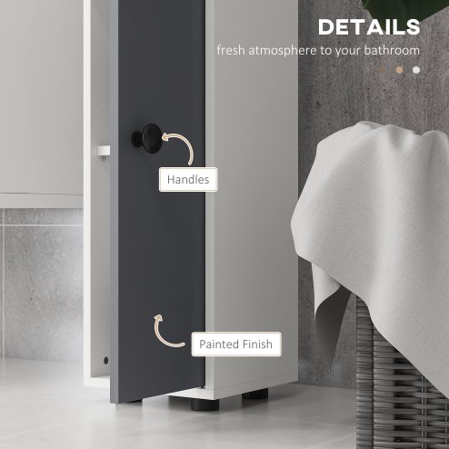 kleankin 180cm Tall Bathroom Cabinet, Slim Bathroom Storage Cabinet with 4 Open Shelves, 2 Door Cupboards and Adjustable Shelves