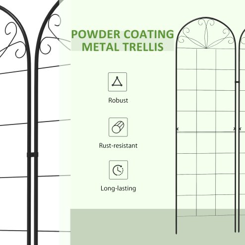 Outsunny Set of 2 Garden Trellis, Metal Trellis for Climbing Plants Support Frames, 50 x 180cm, Grid Design