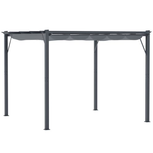 Outsunny 3 x 3(m) Aluminium Pergola Canopy Gazebo Awning Outdoor Garden Sun Shade Shelter Marquee Party BBQ, Dark Grey