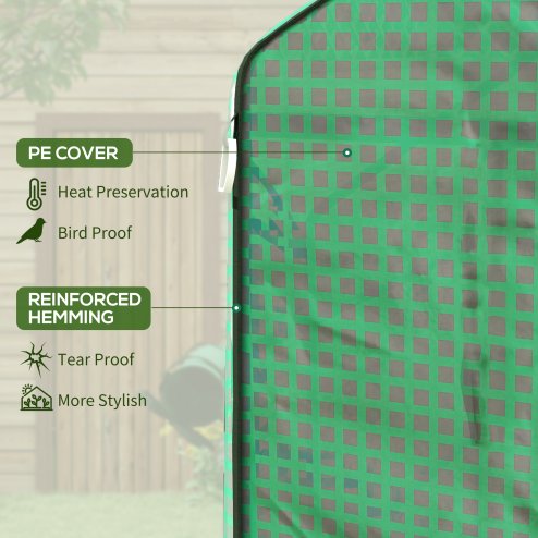 Outsunny Walk-in Greenhouse Cover Replacement with Roll-up Door and Mesh Windows, Reinforced PE Hot House Cover, COVER ONLY, 140 x 73 x 190cm, Green