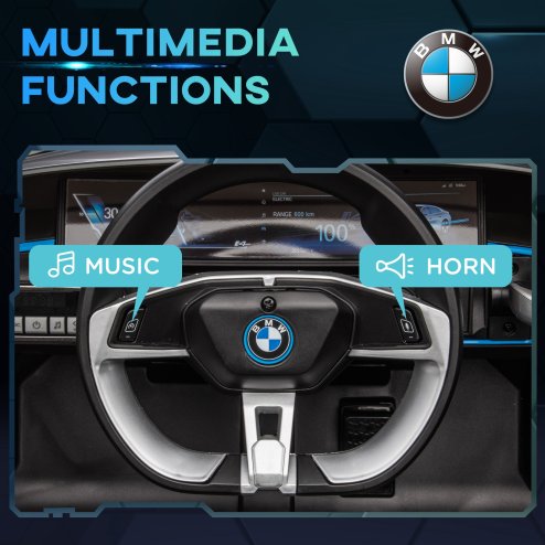 HOMCOM BMW i4 Licensed 12V Electric Car for Kids, Kids Electric Ride-on with Remote Control, Suspension Wheels, Music, Horn, Lights, MP3 Slot, Portable Battery, for Ages 3-6 Years - Black