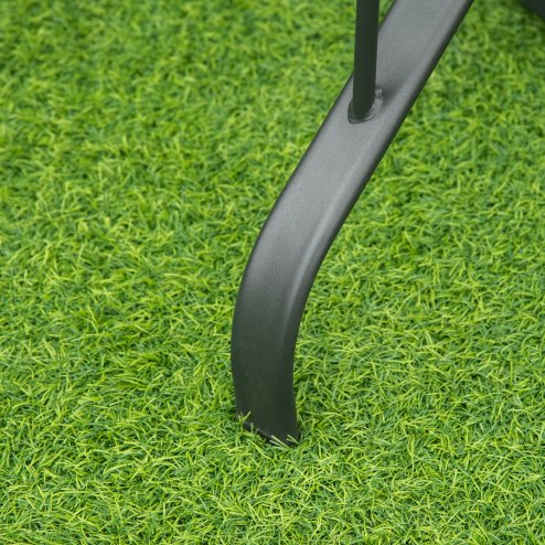 Outsunny 106.5cm Square Garden Table with Tempered Glass Top, Outdoor Patio Dining Table with Parasol Hole, Steel Frame for Garden, Lawn, Patio, Black