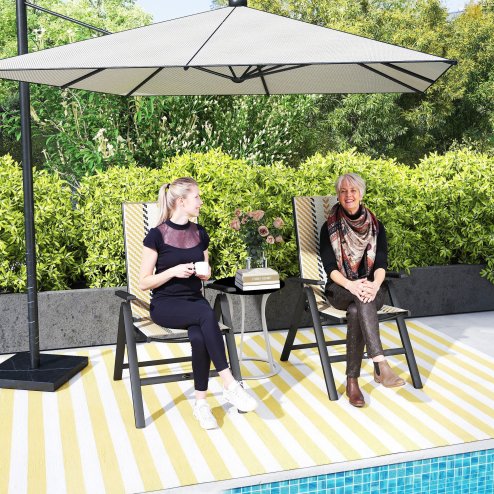 Outsunny Rattan Folding Chair Outdoor Set of 2, 5-Position Adjustable Wicker Garden Dining Chair with High Backrest, Wide Armrest, for Patio, Terrace, Balcony, Orange