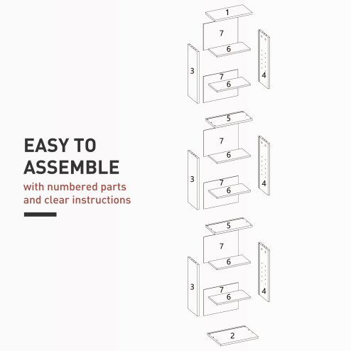 HOMCOM 260 CD/120 DVD Storage Unit, Blu-ray Media Storage Shelf with 9 Compartments and 6 Adjustable Shelves, CD Tower for Living Room, Bedroom, Office
