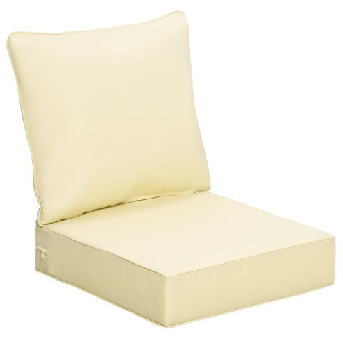 Outsunny Outdoor Seat and Back Cushion Set, 63L x 55W x 15Dcm Olefin Patio Deep Seating Chair Fade Resistant Replacement Cushion for Rattan Sofa, Indoor or Outdoor Furniture
