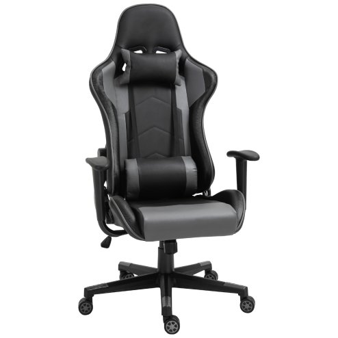 Vinsetto Gaming Chair, Computer Desk Chair, Racing Chair with Adjustable Height, Head Pillow and Lumbar Support for Adults, Black Image