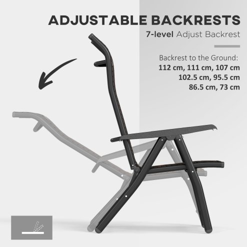 Outsunny Set of 4 Outdoor Wicker Folding Chairs, Patio PE Rattan Dining Armrests Chair set with 7 Levels Adjustable Backrest, for Outdoors, Camping, Dark Brown