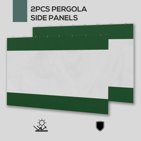 Outsunny 2 Pack Pergola Gazebo Side Panels with Large Window, for 3(m) Long Garden Pergola, 3x2m Gazebo Side Curtains Replacement, Green