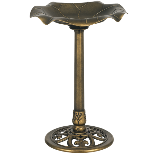 Outsunny 71cm Bird Bath for Garden, Standing Pedestal Birdbath with Lotus Leaf Basin, Vintage Decorative Bird Bath Bowl for Outdoor, Bronze Tone