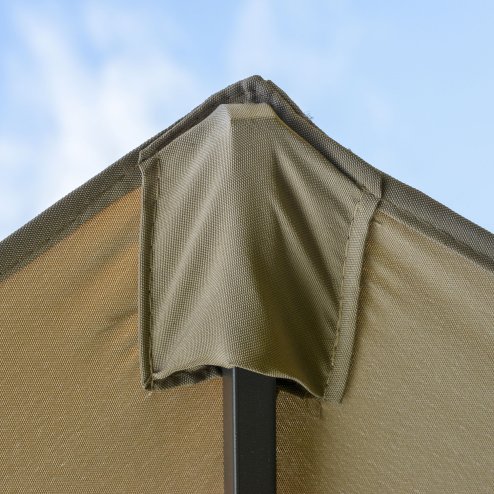 Outsunny 4.6m Garden Parasol Double-Sided Sun Umbrella Patio Market Shelter Canopy Shade Outdoor with Cross Base - Khaki