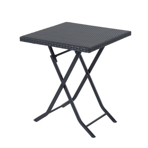 Outsunny 3 Pieces Folding Rattan Bistro Set, Garden Furniture Bistro Set with Folding Garden Table and Chairs, Wicker Balcony Furniture for Outdoor, Patio, Porch, Black