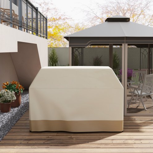 Outsunny BBQ Cover for Rectangular Gas Grill, 300D Oxford Fabric Barbecue Covers, Waterproof UV Protection Rip-Proof, with Windproof Buckles, Beige, 188 x 71 x 125cm