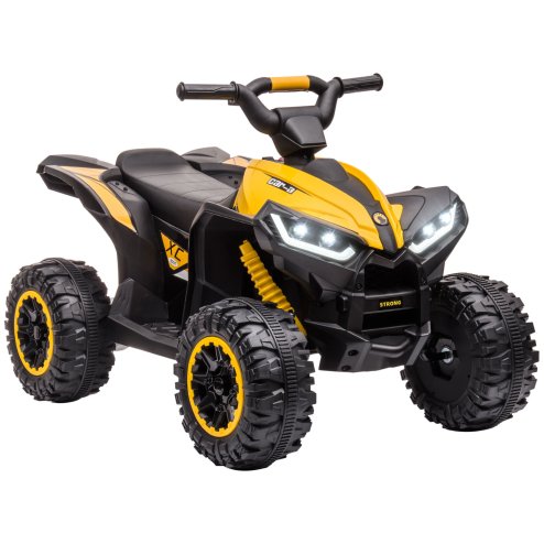 HOMCOM 12V Electric Quad Bike for Kids Ride On Car All Terrain Vehicle Toy, with Forward Reverse Functions, LED Headlights, Music, for Ages 3-5 Years - Yellow