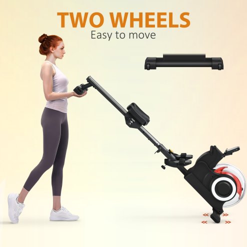 SPORTNOW Foldable Rowing Machine, Water Rowing Machine for Home Gym, 150kg Weight Capacity Portable Rower with LCD Monitor, Wheels and Tablet Holder for Cardio Training, Black