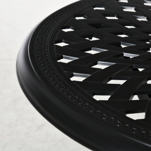 Outsunny 78 cm Round Garden Dining Table with Parasol Hole Antique Cast Aluminium Outdoor Table Only, Black