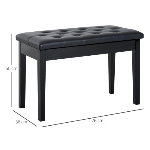 HOMCOM Faux Leather Piano Stool Makeup Stool Bench Dressing Table Seat with Storage 76x36x50cm