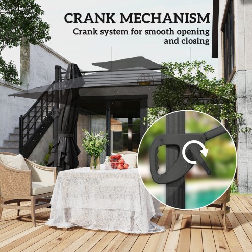 Outsunny 3.5x3 m Garden Cantilever Parasol with Solar LED Lights and Centre Light, UPF50+ Aluminium Patio Umbrella with 360 Rotation and Tilt, Hanging Sun Shade with Cross Base, Crank Handle, Black