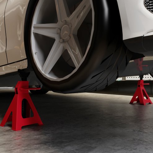 HOMCOM Axle Stands 2 Ton Car Jack Stands Pack of 2, 28-42.5 cm Height Adjustable Support Jack Stand, Heavy Duty Car Lift Tool for Vehicles, Caravans, Workshops, Garages, Red