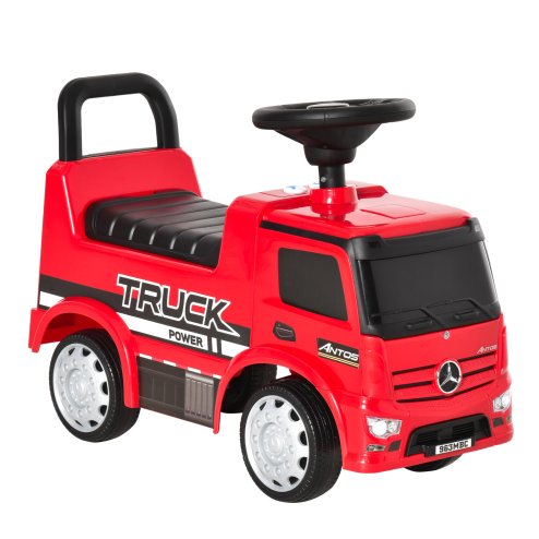 HOMCOM Compatible Kids Ride On Car Truck Mercedes Benz Licensed Toddler Foot To Floor Slider w/Under Seat Storage for 12 - 36 Months Red Image