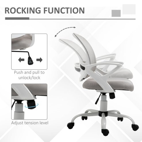 Vinsetto Office Chair, Ergonomic Computer Desk Chair, Swivel Work Task Mesh Chair with Lumbar Back Support, Adjustable Height, for Home Office Study, Grey