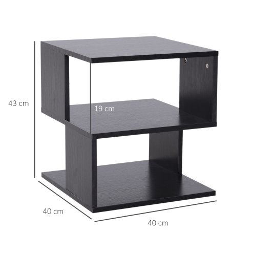 HOMCOM Side Table Square Coffee Table Modern End Table with 2 Tier Storage Shelves for Living Room, Bedroom
