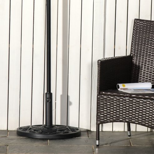 Outsunny 9kg Cement Concrete Half Round Parasol Base Umbrella Stand Garden Outdoor Accessories - Adjustable Coupler Suitable Umbrella Rod: 3.5cm, 3.8cm, 4.8cm