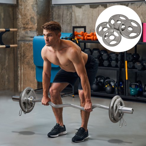 HOMCOM Set of 4 Weight Plate for 2 inch/5cm hole Dumbbell Handle Bar 15kg Dumbbell Plates Barbell Weight 2 x 5kg, 2 x 2.5kg