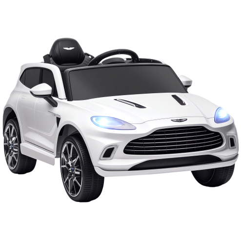AIYAPLAY Aston Martin DBX Licensed 12V Kids Ride on Car, Kids Electric Car with Remote Control, 4 Suspension Wheels, LED Lights, Music, Horn, Slow Start, for Ages 3-6 Years, White