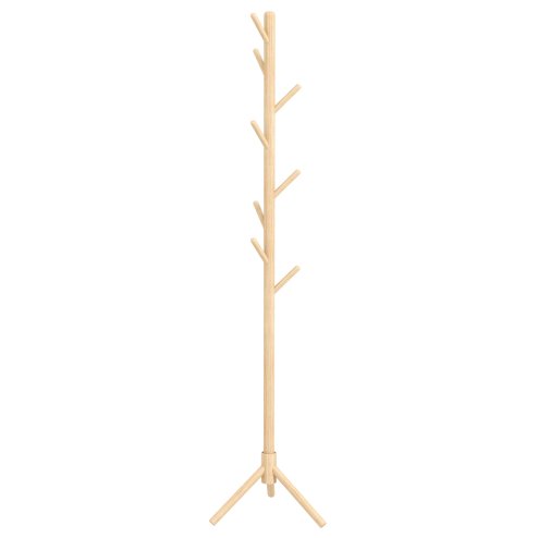 HOMCOM Coat Rack, Freestanding Coat Stand with 8 Hooks and Wooden Frame for Clothes, Bags, Hat Stand for Entryway, Hallway, Bedroom, Living Room