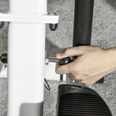 SPORTNOW Foldable Stepper Machine with 12-Level Hydraulic Resistance, Step Machine Exerciser with LCD Monitor and Drink Holder, for Home Fitness Workout, White and Black