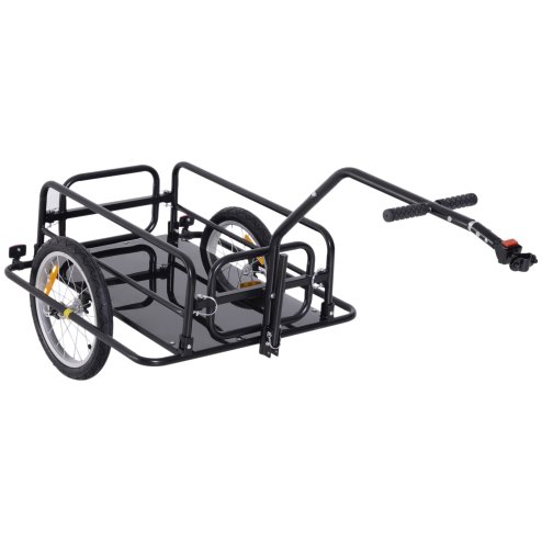 HOMCOM Bike Cargo Trailer Bicycle Cargo Storage Cart w/ Hitch Cycling Camping Luggage Storage Carrier Transport Steel Black Image