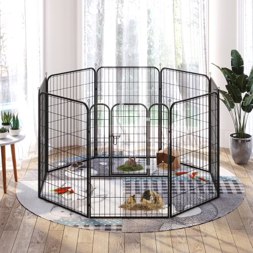 PawHut Dog Pen 8 Panels Puppy Pen Heavy Duty Pet Playpen for Indoor Outdoor for Dogs, Rabbits, Ducks 100cm High