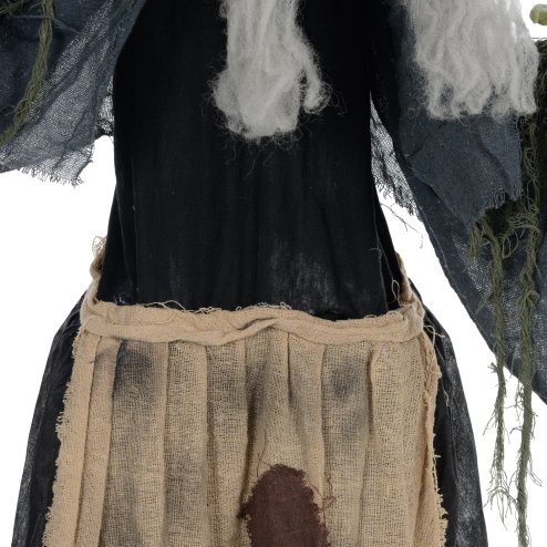 HOMCOM 160cm Witch Outdoor Halloween Decoration, Halloween Animatronic with Sound Activated, Light Up Eyes, Sound Effects, Animated Prop for Haunted House