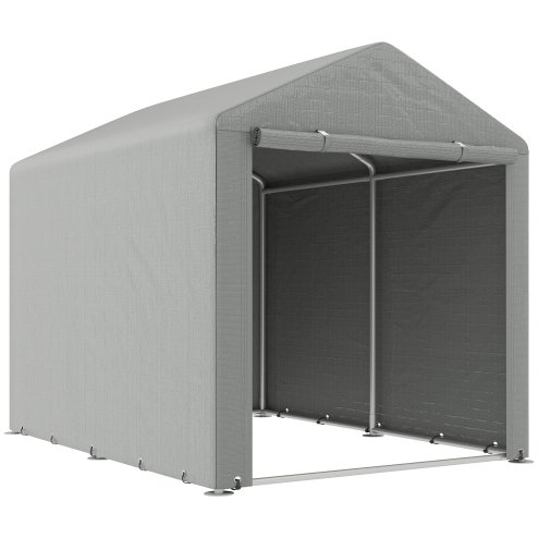 Outsunny 1.6 x 2.2m Garden Storage Shed Tent, Portable Shed Shelter with Galvanised Steel Frame and Large Door, for Motorbike, Garden Tools, Bike Storage, Light Grey
