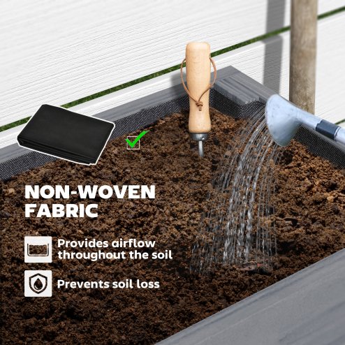 Outsunny Wooden Raised Garden Bed, Elevated Planter Box with Bed Liner, Drainage Holes and Storage Shelf, Raised Planter for Vegetables, Flowers, Herbs, 100 x 30 x 71 cm, Grey