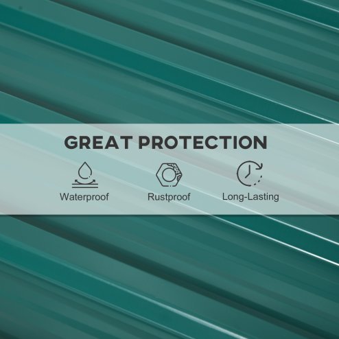 Outsunny Corrugated Roofing Sheets, Pack of 12, Galvanised Metal Roofing Sheets for Greenhouse, Garage, Storage Shed, Carport, 129 x 45cm, Green