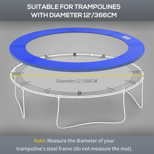 HOMCOM 12ft Trampoline Pad ??366cm Trampoline Accessories Surround Pad Thick Foam Pads Padding Replacement Spare- Blue