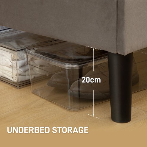 HOMCOM King Bed Frame with 5-Level Adjustable Velvet Upholstered Headboard, Wooden Slats Mattress Foundation, No Box Spring Needed, Grey