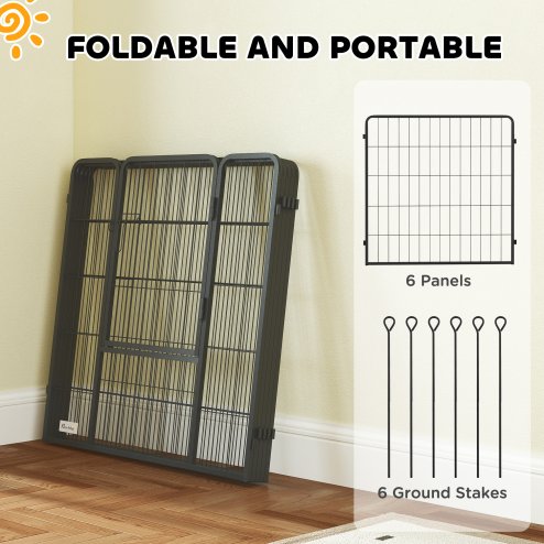 PawHut Dog Pen 6 Panels Puppy Pen Heavy Duty Pet Playpen for Indoor Outdoor for Dogs, Rabbits, Ducks 80cm High
