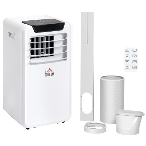 HOMCOM 10000 BTU Air Conditioning Unit, 3-in-1 Portable Air Conditioner, Dehumidifier, Cooling Fan with Remote Control, LED Display, 2 Speeds, 24H Timer, Window Venting Kit, 30m²