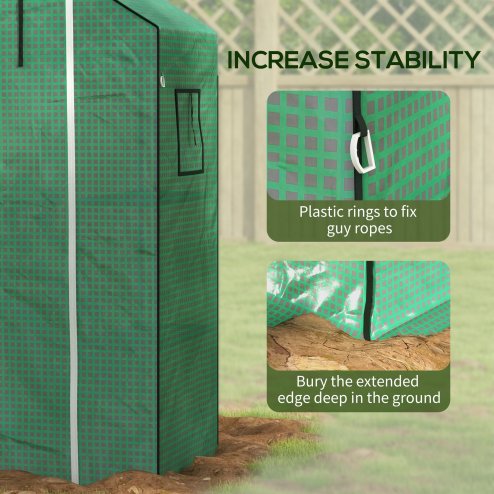 Outsunny Walk-in Greenhouse Cover Replacement with Roll-up Door and Mesh Windows, Reinforced PE Hot House Cover, COVER ONLY, 140 x 73 x 190cm, Green