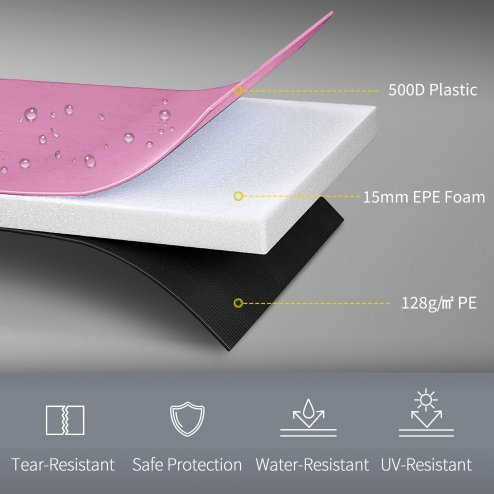 SPORTNOW 12FT Trampoline Spring Cover, Plastic Trampoline Pad Replacement with Elastic Cord, Waterproof, UV Resistant and Tear-Resistant, Pink