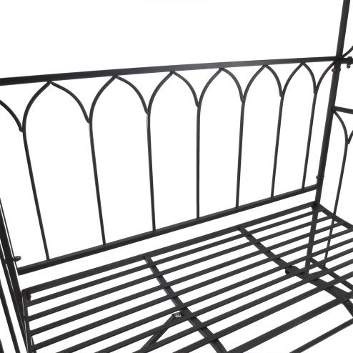 Outsunny Garden Metal Arch Bench Outdoor 2-Seater Chair, Patio Rose Trellis Arbour Pergola for Climbing Plant Vintage Classic Black 115L x 50W x 203H cm