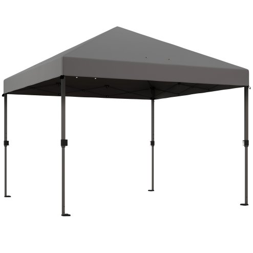 Outsunny 3 x 3(m) Pop Up Gazebo, 1 Person Easay Setup Marquee Party Tent with 1-Button Push, Adjustable Straight Legs, Wheeled Bag, Stakes, Ropes, Sandbags, Instant Shelter, Grey
