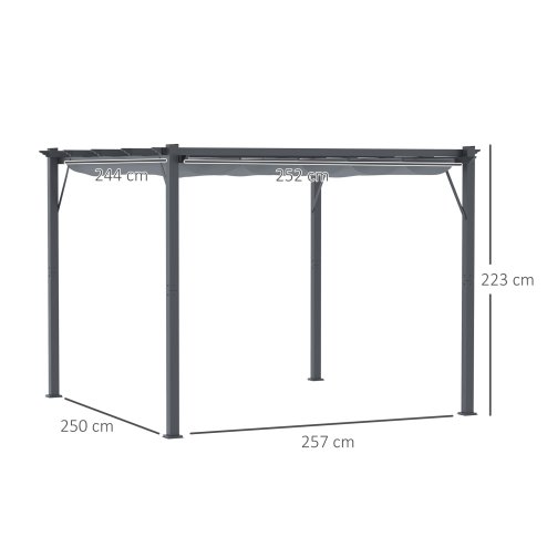 Outsunny 3 x 3(m) Aluminium Pergola Canopy Gazebo Awning Outdoor Garden Sun Shade Shelter Marquee Party BBQ, Dark Grey