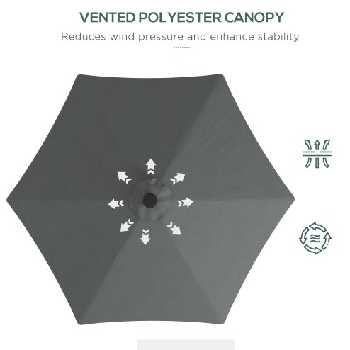 Outsunny 3(m) Cantilever Parasol with Solar LED and Easy Lever, Garden Parasol Umbrella with Cross Base and Waterproof Cover, Outdoor Sun Shades, Dark Grey